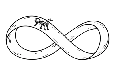 Robot ant walking on a Möbius loop